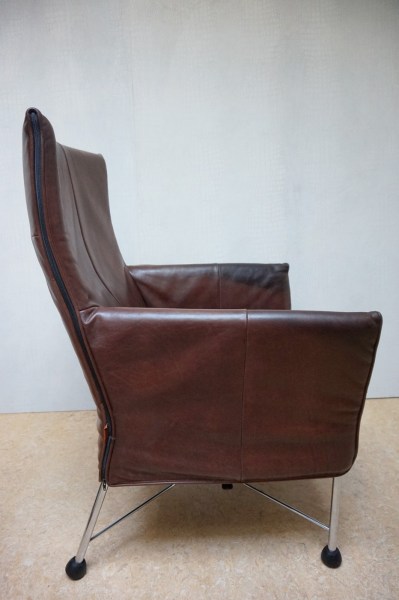 Montis-Charly-Flex-stoel-fauteuil-Gerard van den Berg-bruin-leder-rvs-vintage-geleefd-gebruikt-tweedehands